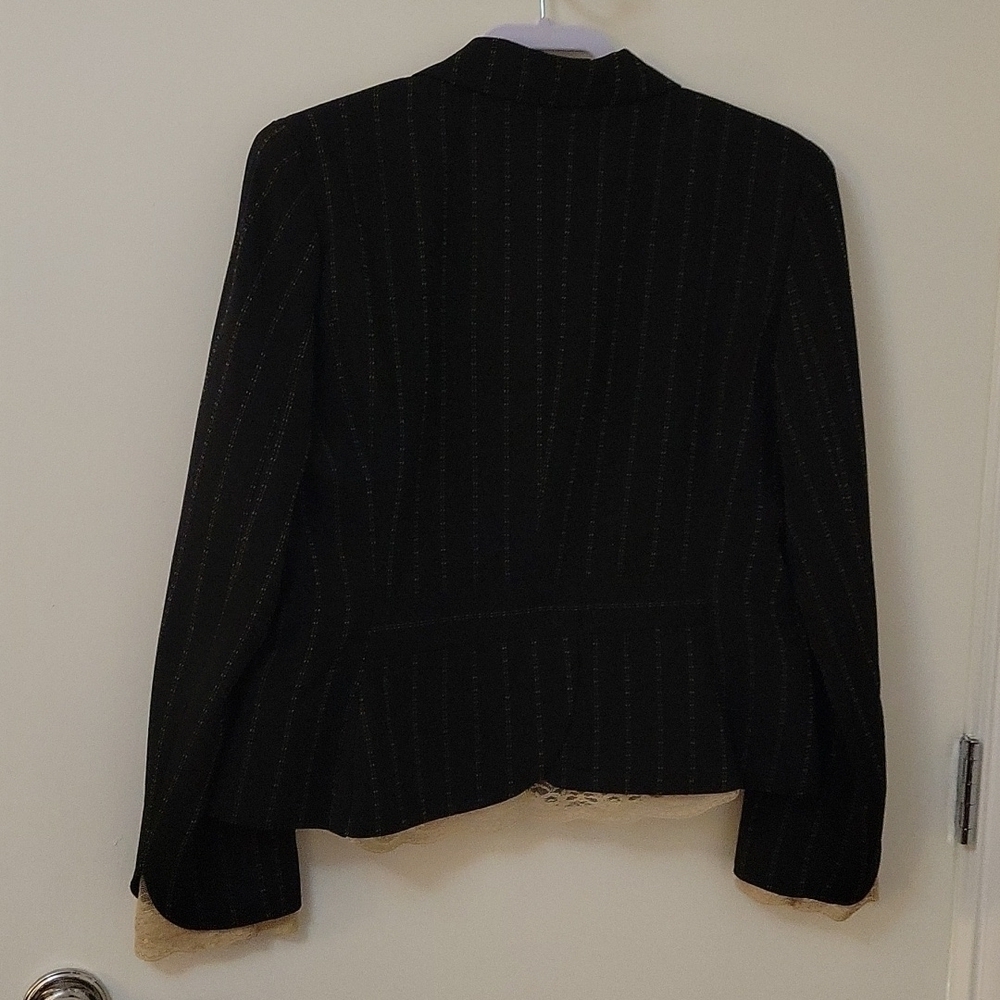 VTG STUDIO ONE 1980s Dotted Trendy Pinstripe Antique Lace Academia Blazer - Picture 3 of 8